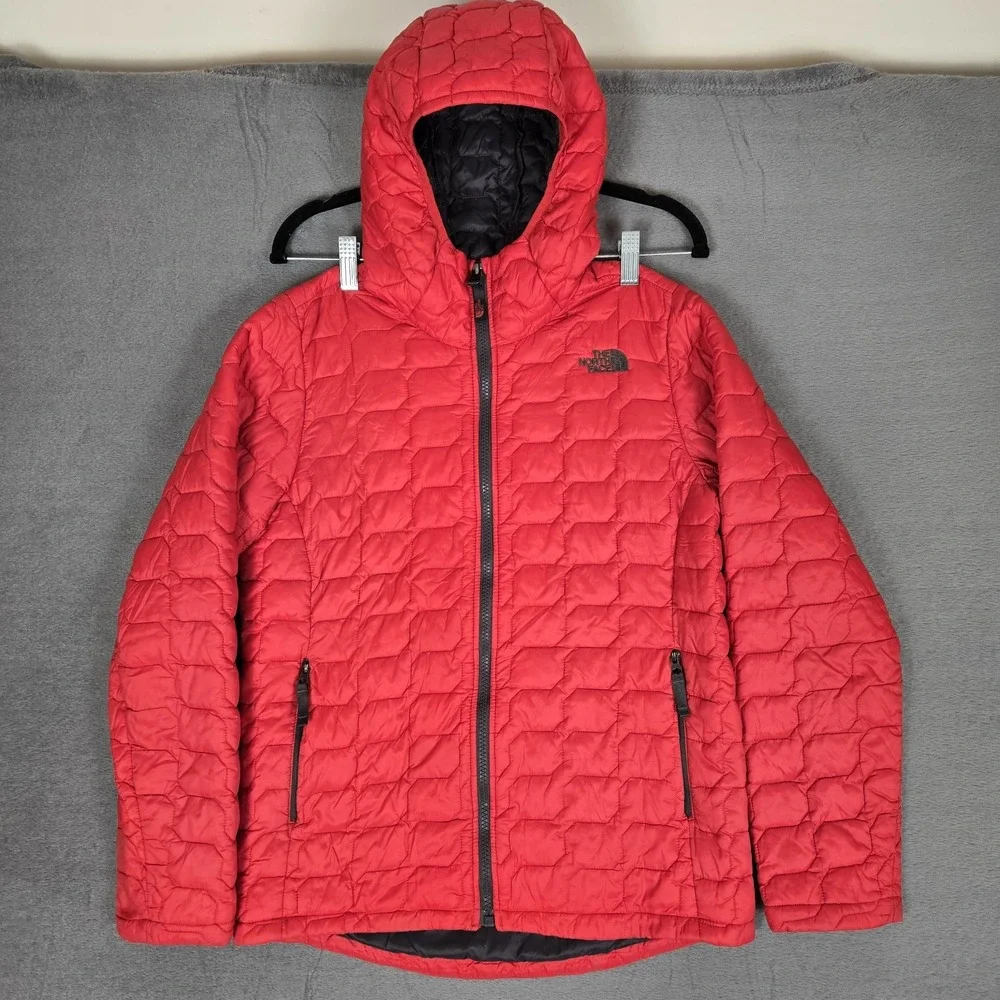 The North Face Jacket Youth Boys Large 14-16 Red Thermoball Puffer Hoodie Zip